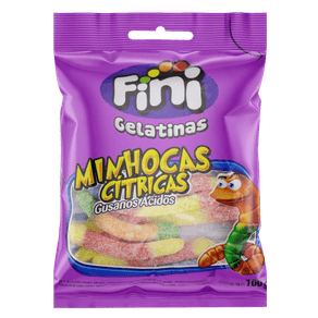 BALA GELATINA FINI 100GR MINHOCAS CITRICAS BALA GELATINA FINI 100GR MINHOCAS CITRICAS