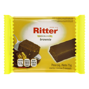 BARRA CEREAL RITTER 75GR C/03 BROWNIE C/CHOC