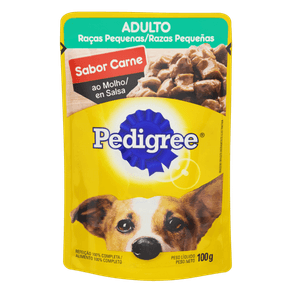 RAÇÃO PARA ADULTOS E RAÇAS PEQUENAS SABOR CARNE PEDIGREE SACHÊ 100GR RAÇÃO PARA ADULTOS E RAÇAS PEQUENAS SABOR CARNE PEDIGREE SACHÊ 100GR