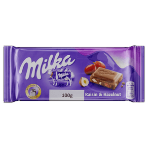 CHOCOLATE MILKA 100G RAISIN NUTS CHOCOLATE MILKA 100G RAISIN NUTS