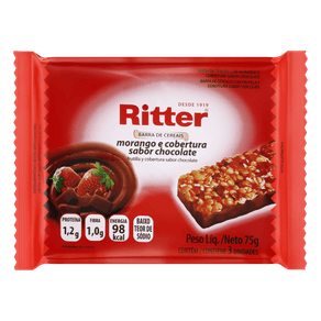 BARRA CEREAL RITTER 75GR C/03 MORANGO C/CHOC BARRA CEREAL RITTER 75GR C/03 MORANGO C/CHOC