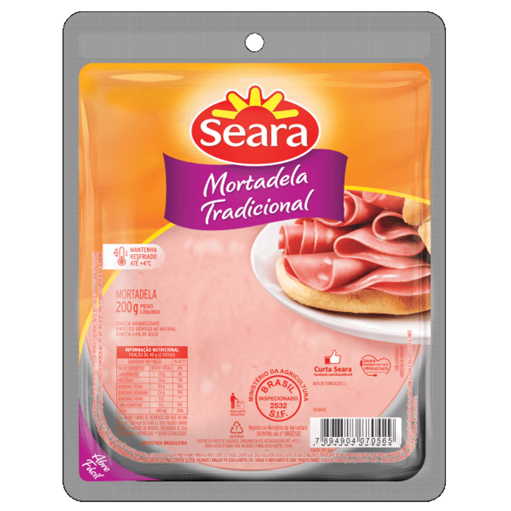 MORTADELA TRADICIONAL FATIADA SEARA 200G supermercadosimperatriz