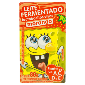 LEITE FERMENTADO MORANGO ELEGE BOB ESPONJA 480G COM 6 UNIDADES LEITE FERMENTADO MORANGO ELEGE BOB ESPONJA 480G COM 6 UNIDADES