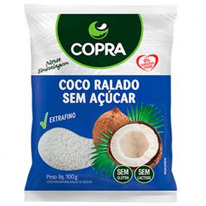 COCO RALADO COPRA 100GR FINO PURO S/ACUCAR