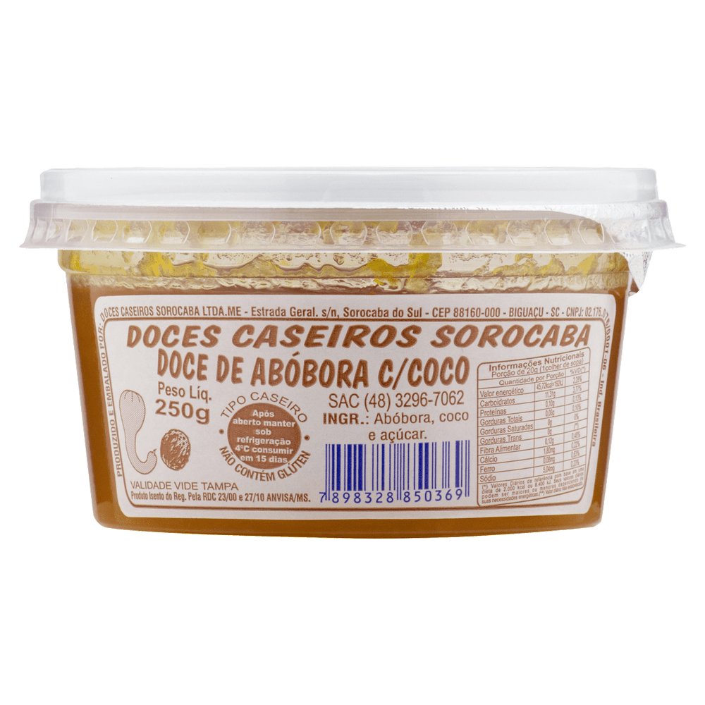 Doce de Abóbora Sorocaba Caseiro com Coco 250g - fortatacadistamobile