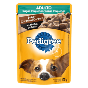 RAÇÃO PARA ADULTOS E RAÇAS PEQUENAS SABOR CORDEIRO AO MOLHO PEDIGREE SACHÊ 100GR RAÇÃO PARA ADULTOS E RAÇAS PEQUENAS SABOR CORDEIRO AO MOLHO PEDIGREE SACHÊ 100GR