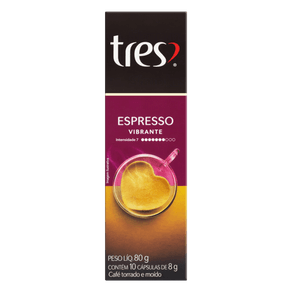 CAFÉ ESPRESSO VIBRANTE EM CÁPSULA CAFÉ 3 CORAÇÕES 80G CAFÉ ESPRESSO VIBRANTE EM CÁPSULA CAFÉ 3 CORAÇÕES 80G
