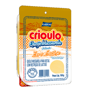 QUEIJO MUSSARELA ZERO LACTOSE CRIOULO 150G QUEIJO MUSSARELA ZERO LACTOSE CRIOULO 150G