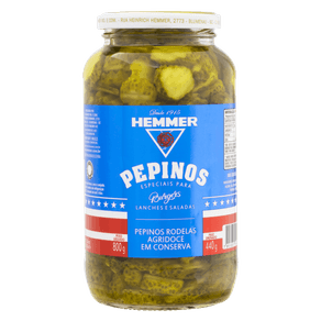 PEPINO EM RODELA HEMMER 800GR AGRIDOCE PEPINO EM RODELA HEMMER 800GR AGRIDOCE