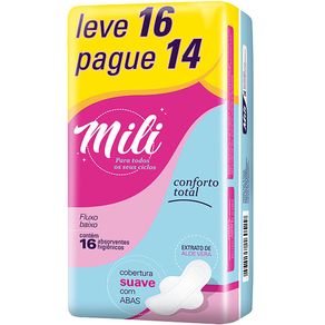 ABSORVENTE COM ABAS SUAVE BAIXO CONFORTO MILI LEVE 16 PAGUE 4 ABSORVENTE COM ABAS SUAVE BAIXO CONFORTO MILI LEVE 16 PAGUE 4