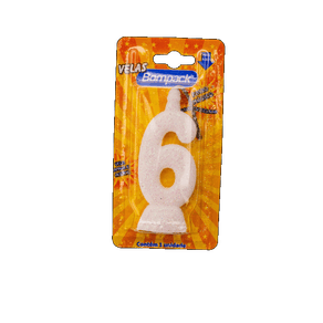 VELA SUPER NUMEROS BOMPACK BRANCA N6 VELA SUPER NUMEROS BOMPACK BRANCA N6