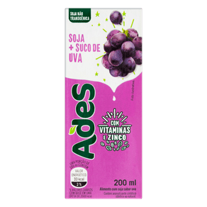 SUCO DE SOJA + UVA ADES CAIXA 200ML SUCO DE SOJA + UVA ADES CAIXA 200ML