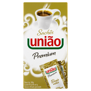 AÇÚCAR REFINADO GRANULADO SACHÊ 40X5G UNIÃO 200G AÇÚCAR REFINADO GRANULADO SACHÊ 40X5G UNIÃO 200G