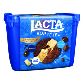 SORVETE 3 CHOCOLATES LACTA 1,5L