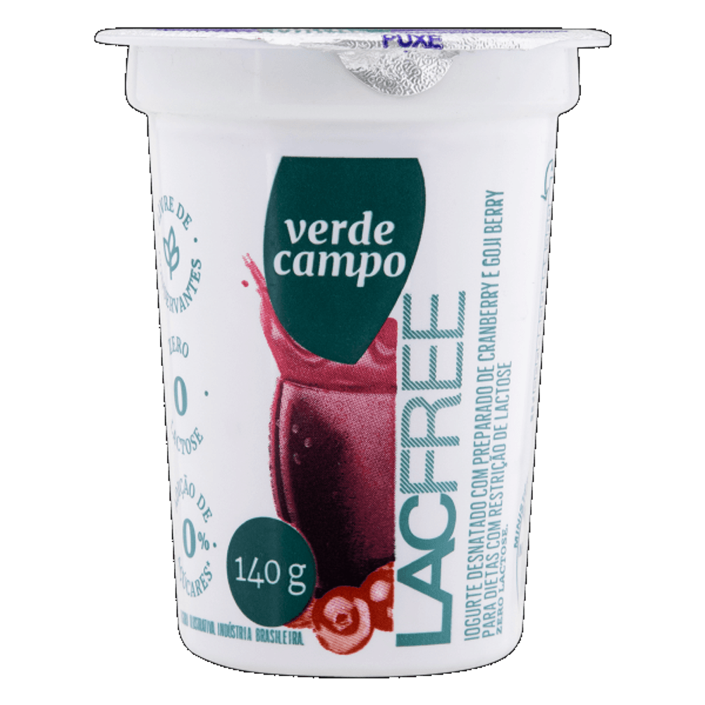 IOGURTE GOJI BERRY E CRANBERRY SEM LACTOSE VERDE CAMPO 140G
