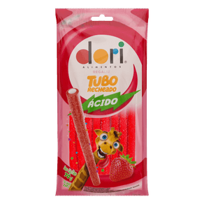 REGALIZ DORI 70GR TUBO RECHEADO MORANGO ACIDO REGALIZ DORI 70GR TUBO RECHEADO MORANGO ACIDO