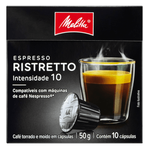 CÁPSULA DE CAFÉ RISTRETTO MELITTA 50GR COM 10 UNIDADES