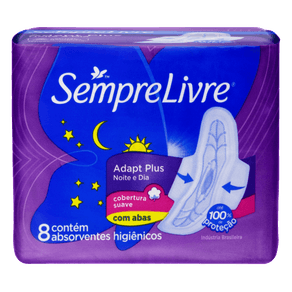 ABSORVENTE NOITE/DIA COM ABAS SUAVE SEMPRE LIVRE COM 8 UNIDADES ABSORVENTE NOITE/DIA COM ABAS SUAVE SEMPRE LIVRE COM 8 UNIDADES