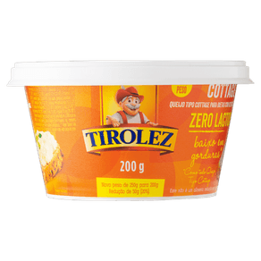 QUEIJO COTTAGE ZERO LACTOSE TIROLEZ 200G QUEIJO COTTAGE ZERO LACTOSE TIROLEZ 200G