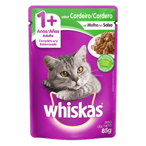 RAÇÃO PARA GATOS ADULTOS SABOR CORDEIRO WHISKAS SACHÊ 85G RAÇÃO PARA GATOS ADULTOS SABOR CORDEIRO WHISKAS SACHÊ 85G