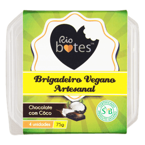 BRIGADEIRO DE CHOCOLATE E COCO VEGANO RIO BITES 75G COM 4 UNIDADES