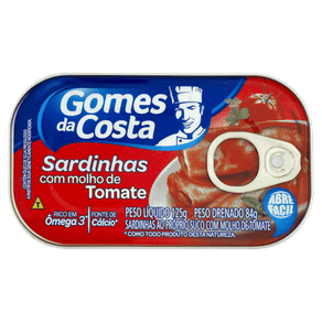 SARDINHA GOMES DA COSTA 125GR C/TOMATE SARDINHA GOMES DA COSTA 125GR C/TOMATE