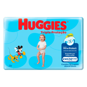 FRALDA HUGGIES C/32 TRIPLAL PROTECAO XXG MEGA