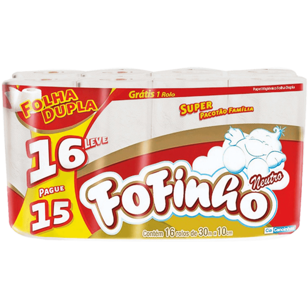 Papel Higiênico Folha Dupla Leve 16 Pague 15 Rolos de 30m - Ness