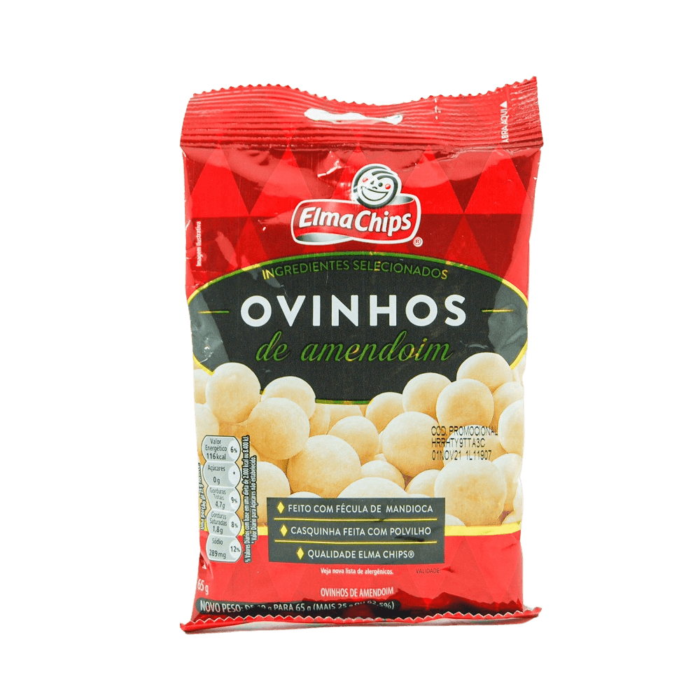 OVINHOS AMENDOIM ELMA CHIPS 65G supermercadosimperatriz