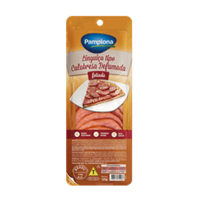 LINGUIÇA TIPO CALABRESA DEFUMADA FATIADA PAMPLONA 125G LINGUIÇA TIPO CALABRESA DEFUMADA FATIADA PAMPLONA 125G