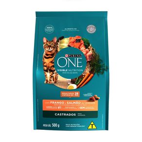 RAÇÃO PARA GATOS FILHOTES SABOR FRANGO E SALMÃO ONE PURINA 500G RAÇÃO PARA GATOS FILHOTES SABOR FRANGO E SALMÃO ONE PURINA 500G