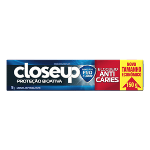 Creme-Dental-Menta-Refrescante-Closeup-Protecao-Bioativa-Bloqueio-Anticaries-Caixa-150g-Tamanho-Economico
