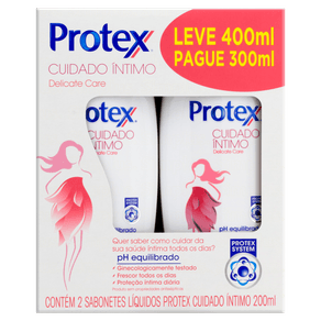 PACK-SABONETE-LIQUIDO-INTIMO-DELICATE-CARE-PROTEX-CUIDADO-INTIMO-FRASCO-200ML-CADA-LEVE-400ML-PAGUE-300ML PACK-SABONETE-LIQUIDO-INTIMO-DELICATE-CARE-PROTEX-CUIDADO-INTIMO-FRASCO-200ML-CADA-LEVE-400ML-PAGUE-300ML